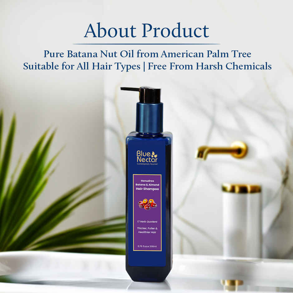 Blue Nectar Batana Hair Shampoo for Stronger Hair, Organic shampoo for Dry & Frizzy Hair