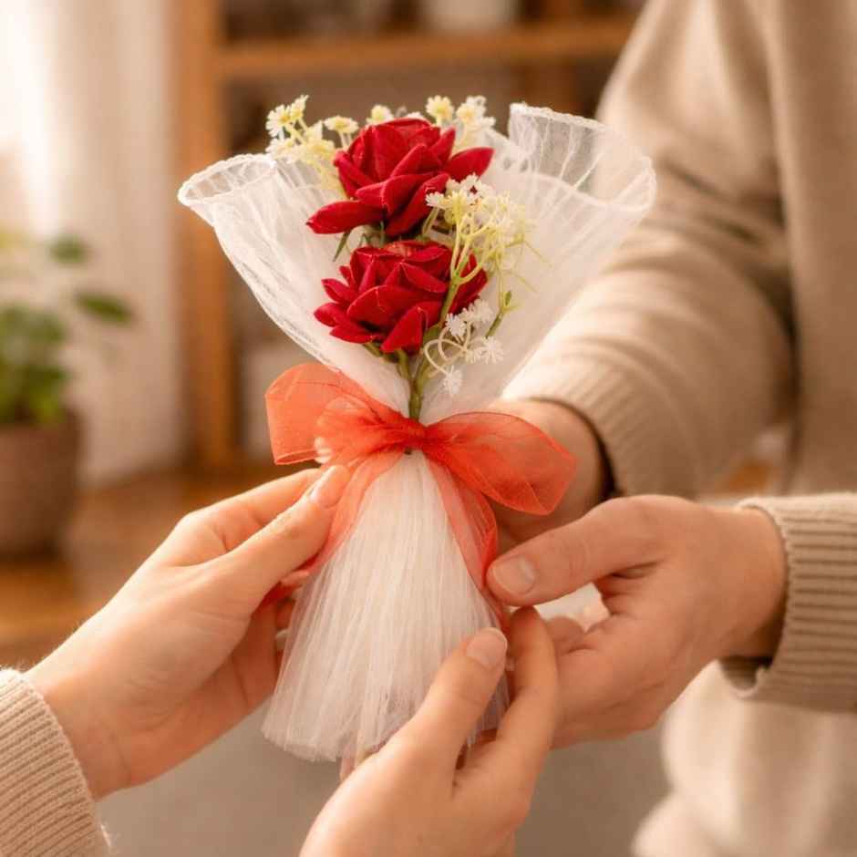 Rose Artificial Flower Bouquet | 27 cm | Satyam Kraft