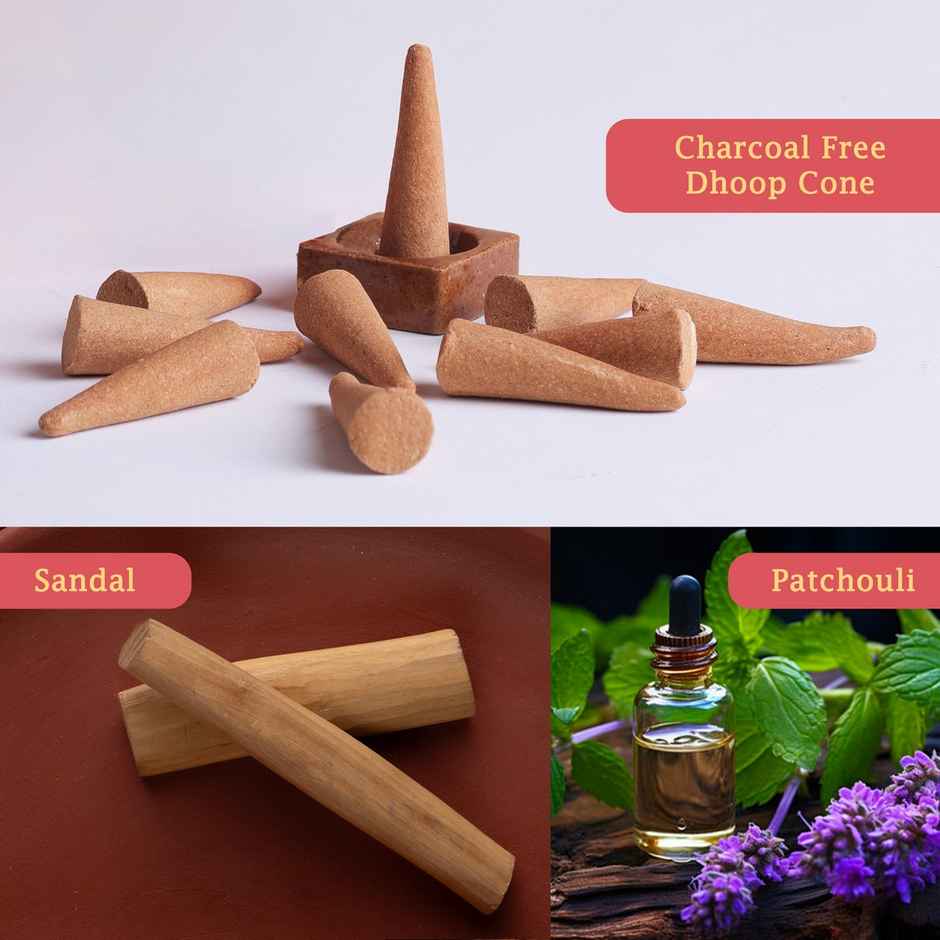 Mangaldeep Temple Premium Bambooless Dhoop Cones - With Sandalwood And Patchouli Fragrances