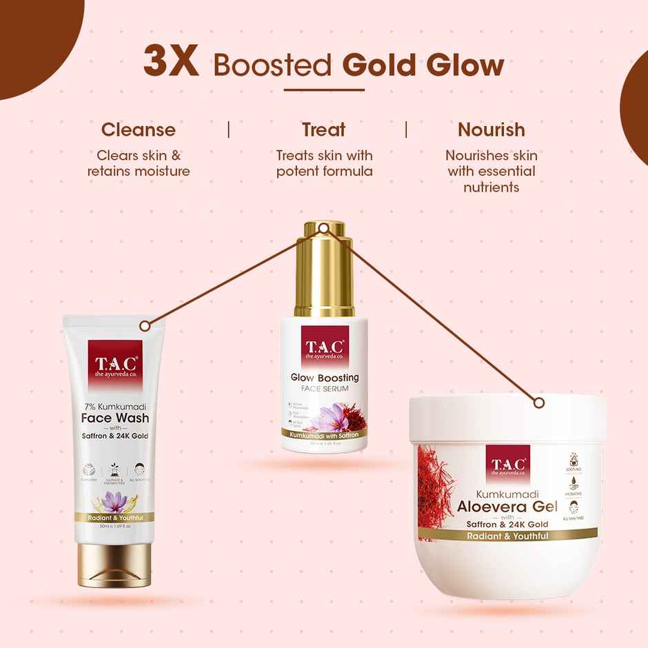 TAC Kumkumadi Aloe Vera Gel with Saffron & 24K Gold for Radiant &Youthful Skin