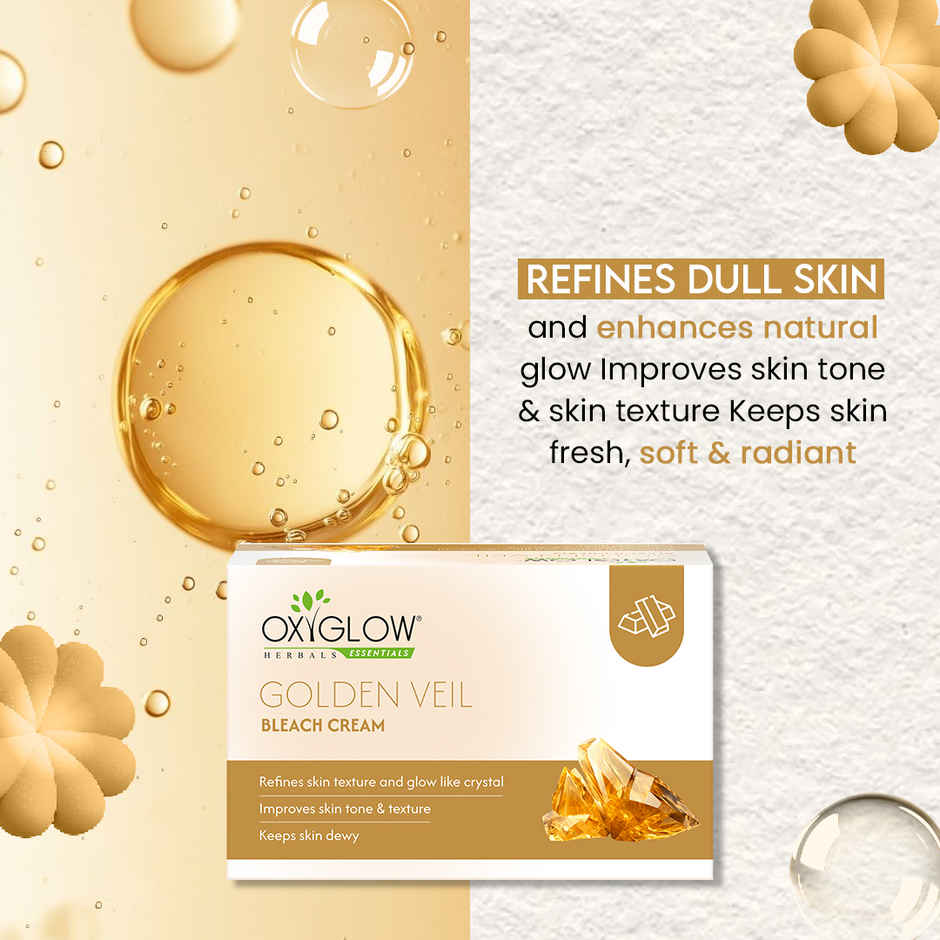 Oxyglow Herbals Golden Veil Bleach Cream For All Skin Types | Gives Instant Glow & Lightens Pigmentation