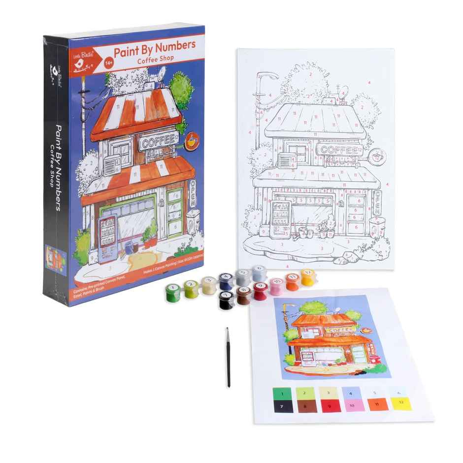 Itsy Bitsy Paint by Number Coffee Approx Canvas L8 x W12 Inch Easel Stand L24 x W20.5cm 1 Box Lb