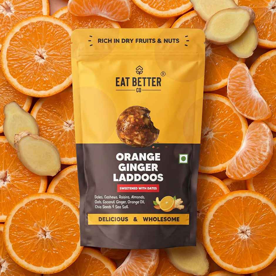 Eat Better Co Orange & Ginger Laddoos | No Added Sugar | High Protein | Truly Natural