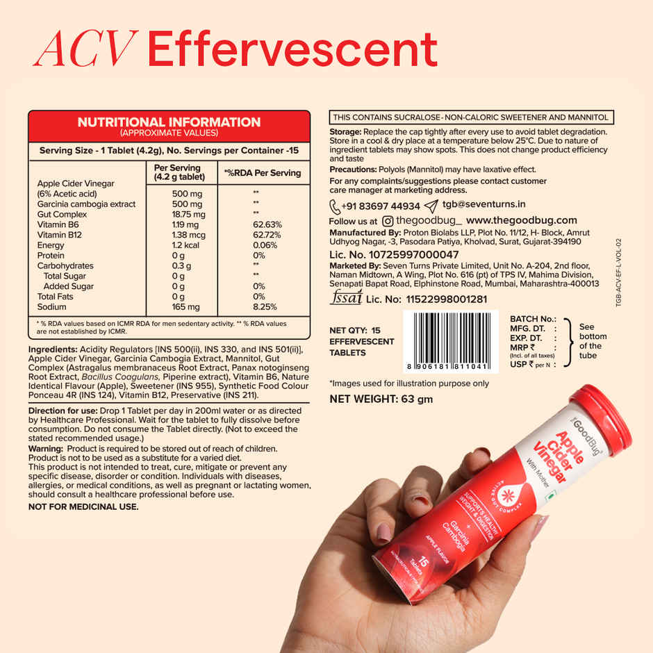 The Good Bug Apple Cider Vinegar Effervescent | For Weight Management & Digestive Support