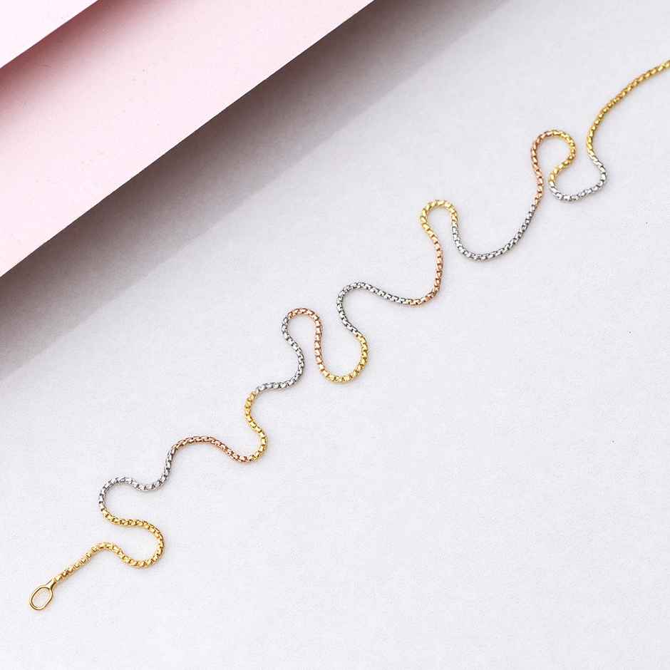 Zavya Solid Tri-Colour Plated 925 Sterling Silver Chain Anklet