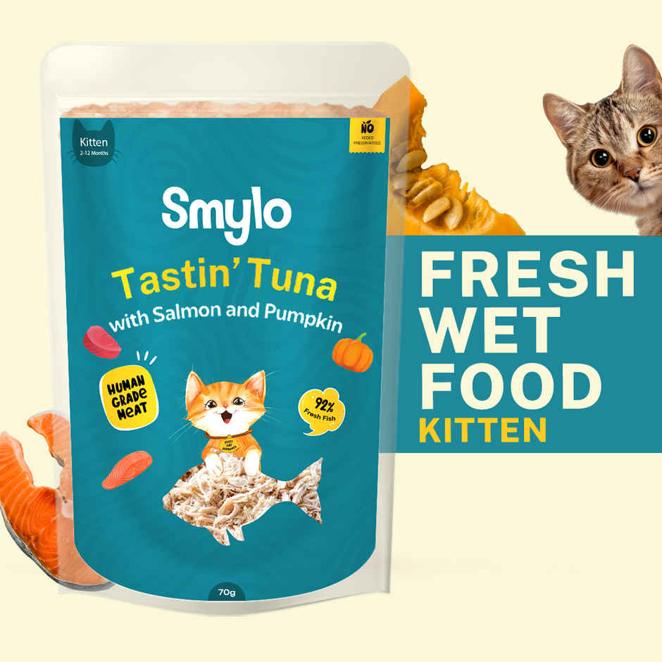 Smylo Kitten Tuna & Salmon Wet Cat  Food, Fresh & Preservative-Free, For Shiny Coat & Healthy Growth Combo