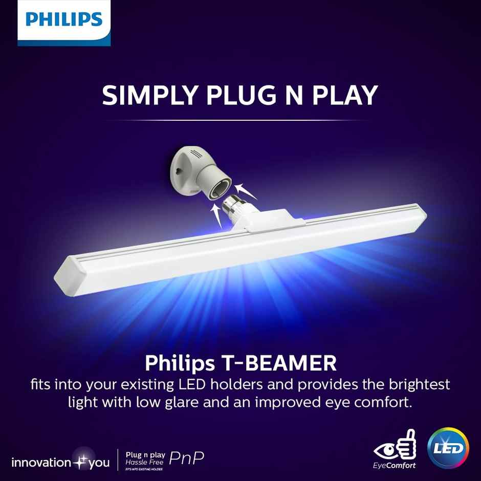 Philips Compact 2Ft 20Watt Led TBeamer | Stellar Bright Led Bulb For Home | Cool Day Light | B22 Base Holder