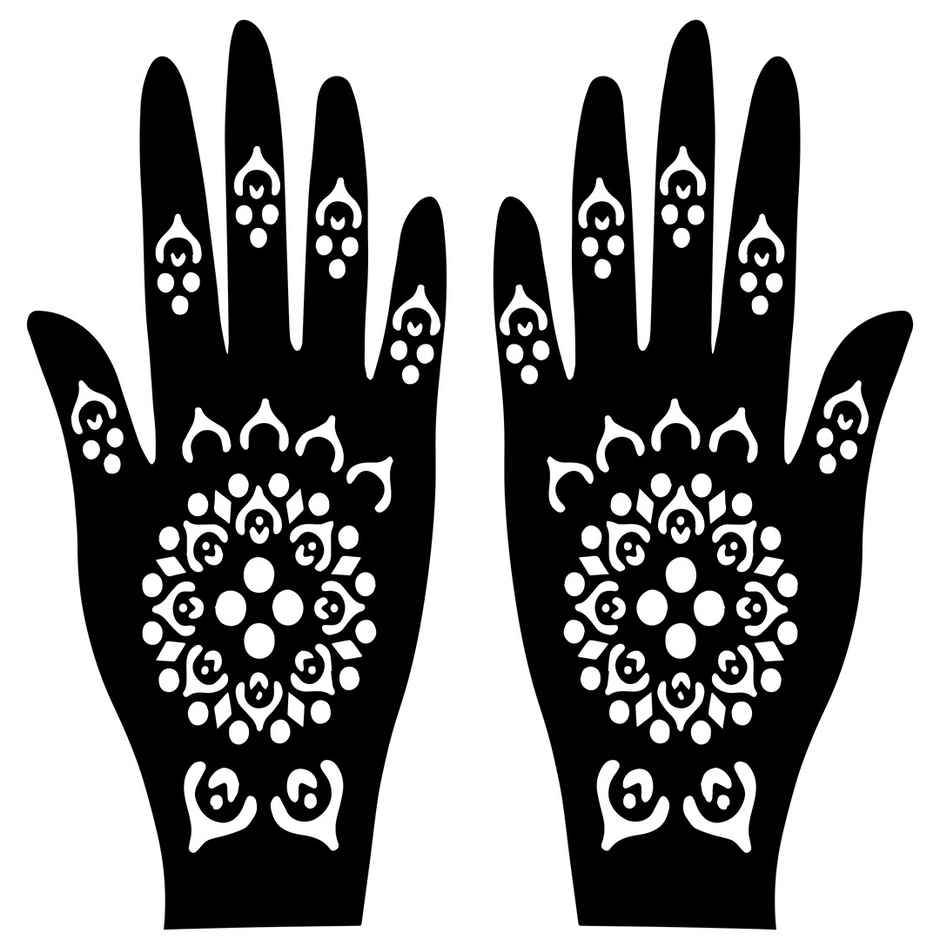 Sanfe Mehndi Stencil Full Hand Set, Henna Tattoo Stencil/Sticker Style 3