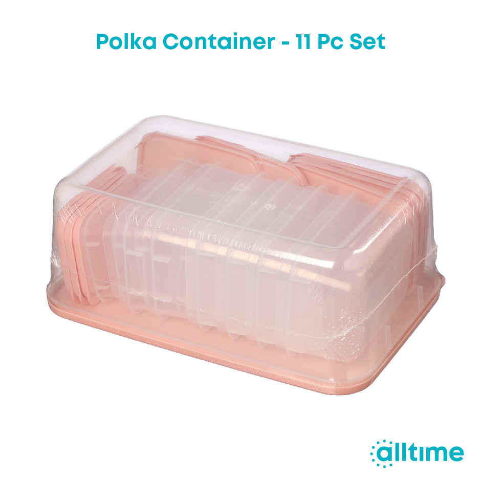 All Time Polka Storage Container Set Of 11, (5100 ml) () (11 Pc Set) (Colour May Vary)