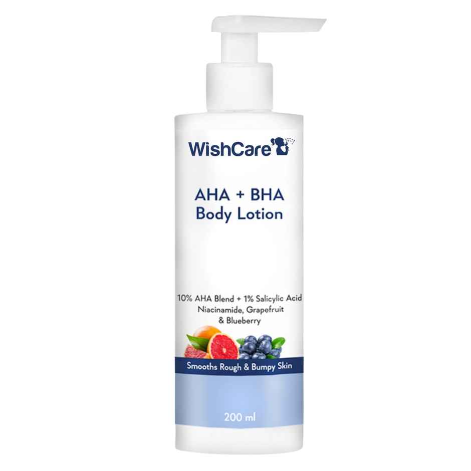 WishCare 10% AHA + 1% BHA Body Lotion | Smooths Rough & Bumpy Skin | With Grapefruit & Blueberry