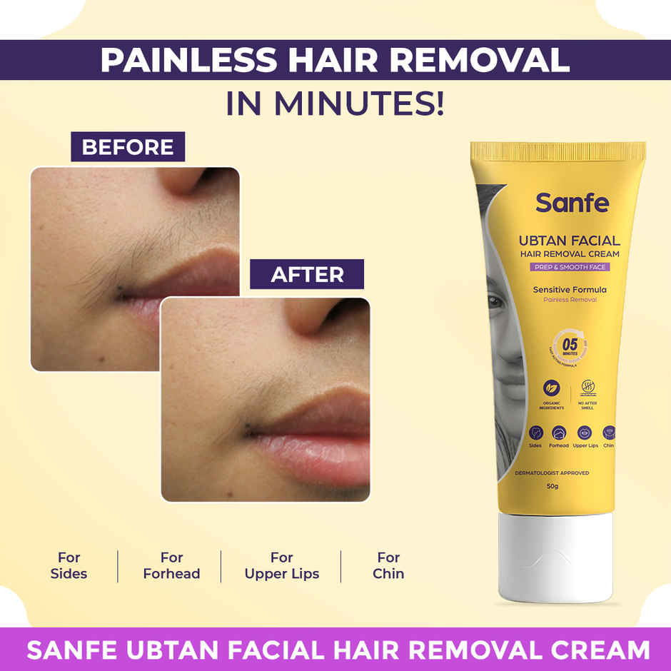 Sanfe Facial Hair Removal Cream For Women Safe For Sensitive Skin Soothing Remove Face Hair Fast