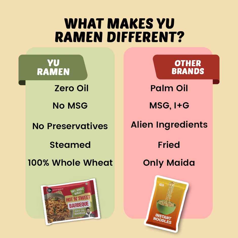 Yu Hot Barbeque - 100% Whole Wheat Instant Noodles | Pack Of 2