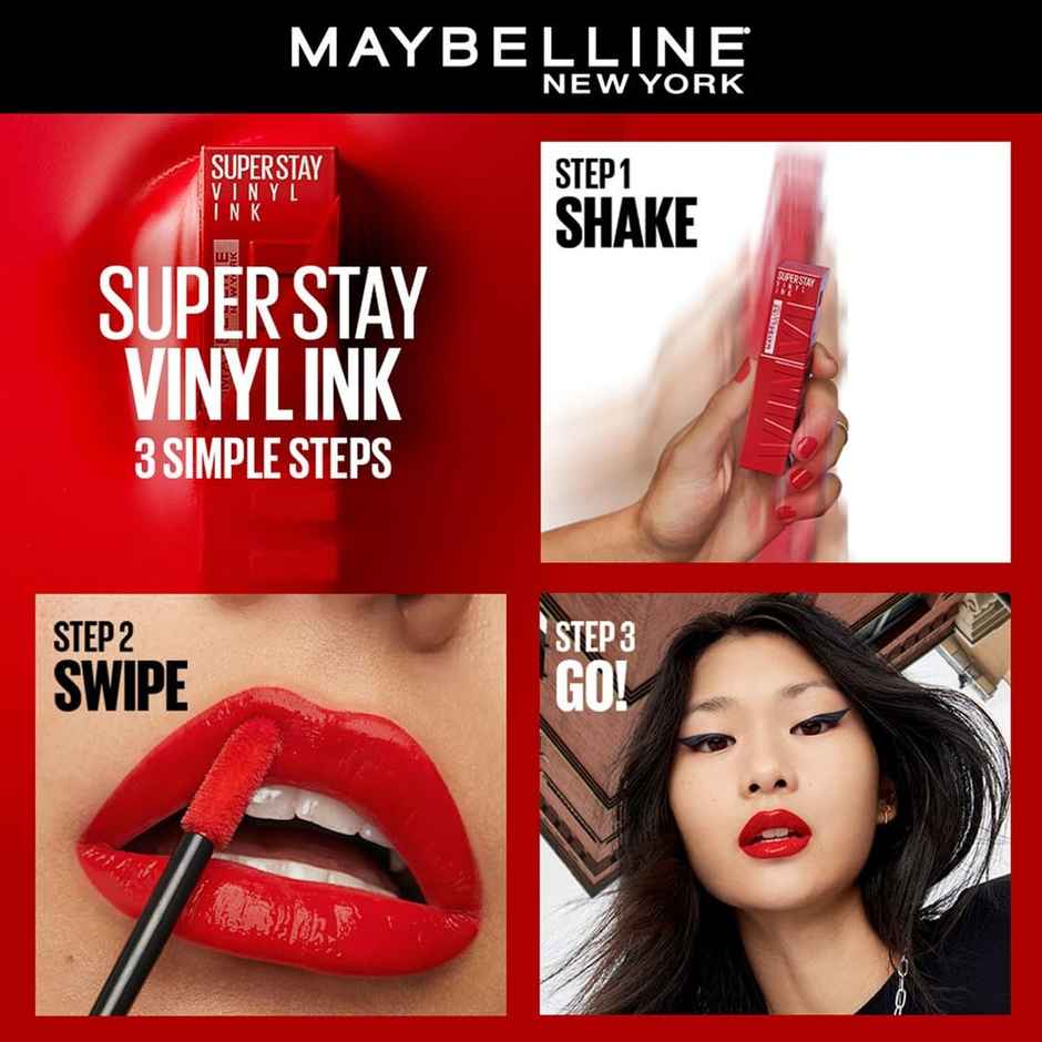 Maybelline Superstay Vinyl Ink Liquid Lipstick | Extra | 16 HRs | Enriched With Vitamin E & Aloe