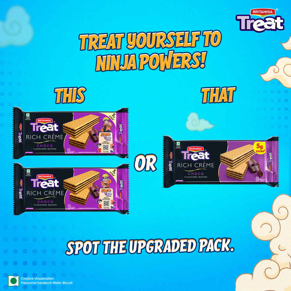 Britannia Treat Rich Creme Choco Flavoured Wafers | Crispy & Chocolatey