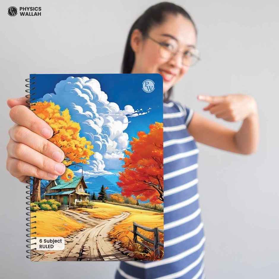 Physics Wallah 6 Subject Spiral Ruled Notebook | 400 Pages, A4 30 x 21 cm, Pw Seasons