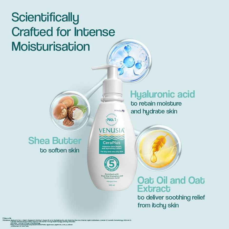 Venusia Ceraplus Lotion For Dry Skin 5 Essential Ceramides For Deep Moisturization & Barrier Body
