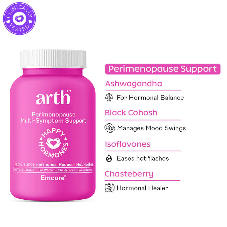 Arth By Emcure Perimenopause Supplement for Women | Hot Flashes, Mood Swings & Hormonal Balance