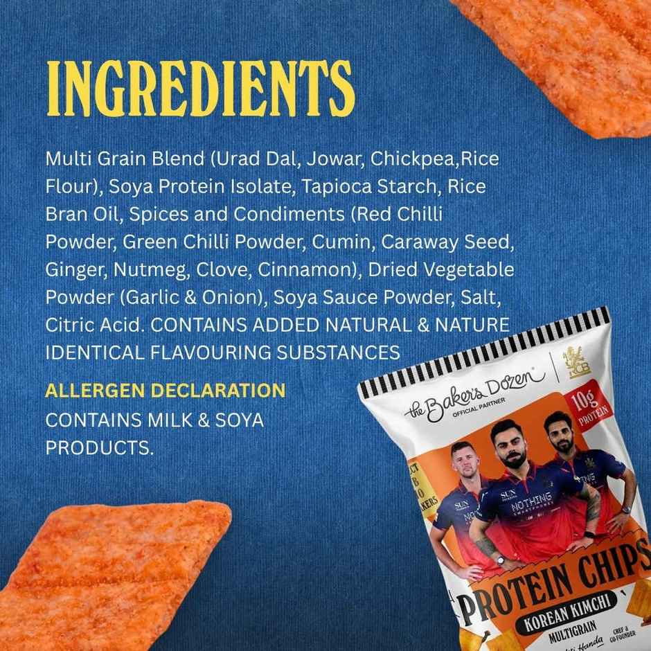 The Baker's Dozen Protein Chips Korean Kimchi Multigrain | 10g Protein | Baked | Healthy Snacks
