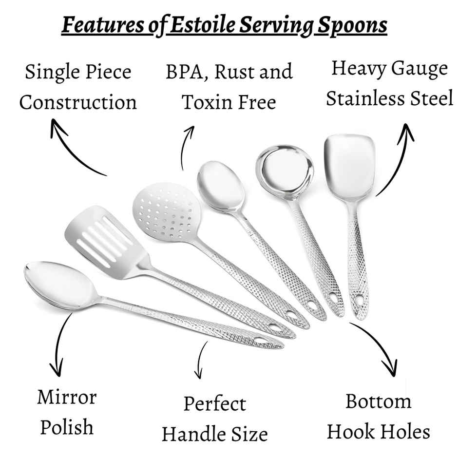 Stainless Steel Designer Serving Spoon (Set Of 6 Serving Spoon)