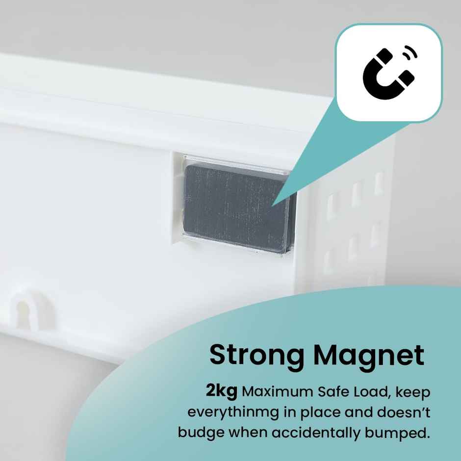 Cheston Magnetic Carbon Steel Shelf Rack with 5kg Capacity (24Dx7Wx10H cms )