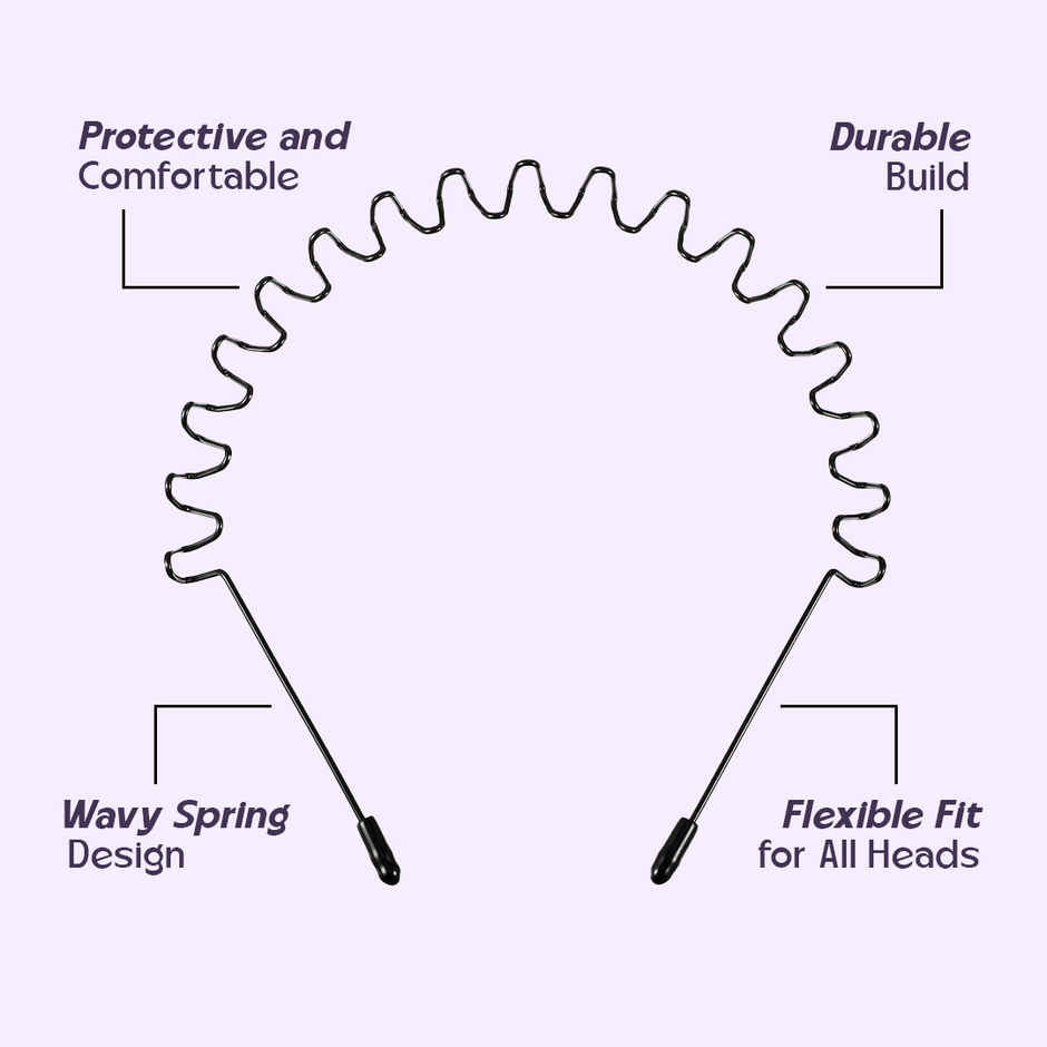 Multibrite Metal Hair Band Flexible Spring Headband for Workout | Styling & Daily Use Unisex