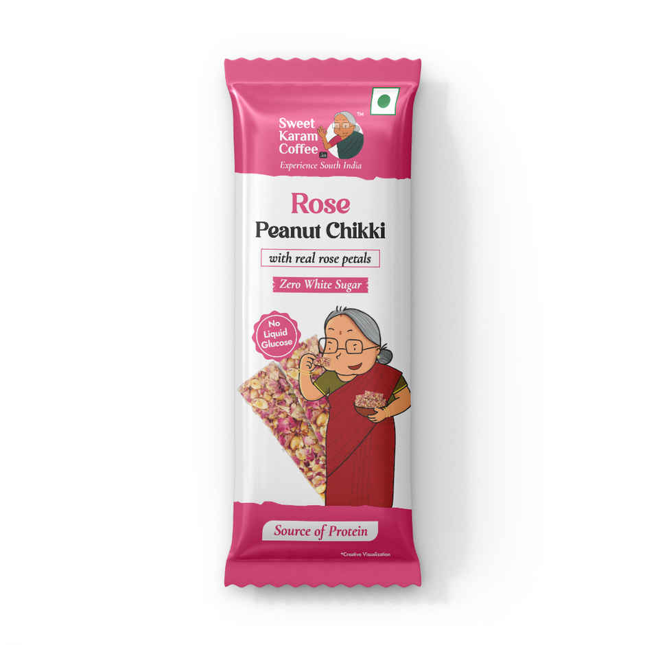 Sweet Karam Coffee Rose Peanut Chikki Bar | No White Sugar