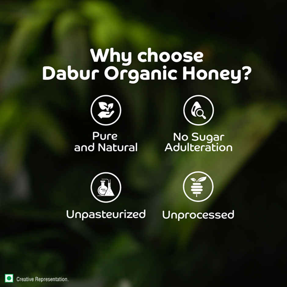 Dabur Raw Organic Honey | Totally Pure And Natural | No Sugar Adulteration