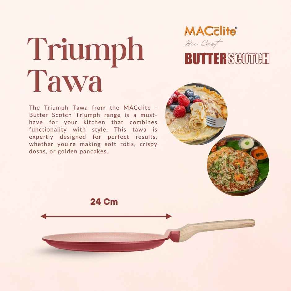 Macclite Non-Stick Tawa | 24 cm | Induction Compatible