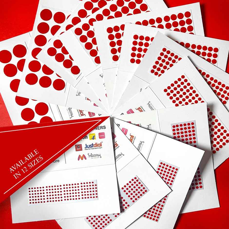PERPAA Red | 1 Flap |Size 7 Diameter 4mm| Round Kumkum Bindi for women