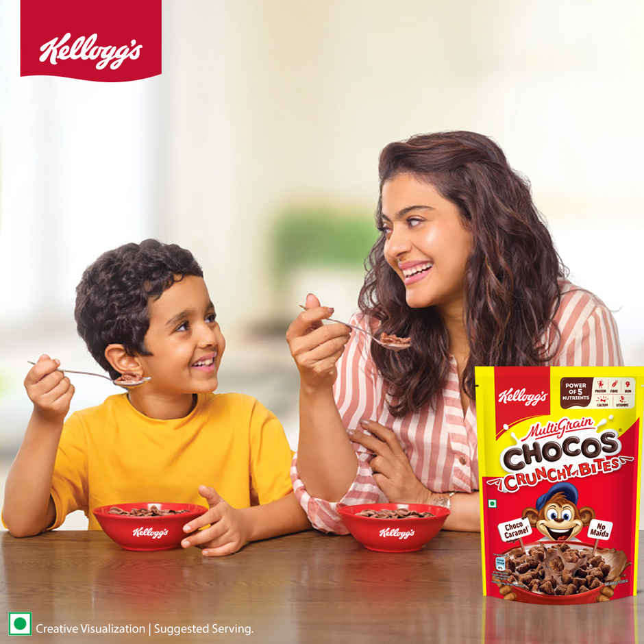 Kellogg's Chocos Crunchy Bites | Source of Calcium & Fibre, High in Protein | Kids Breakfast cereal Combo