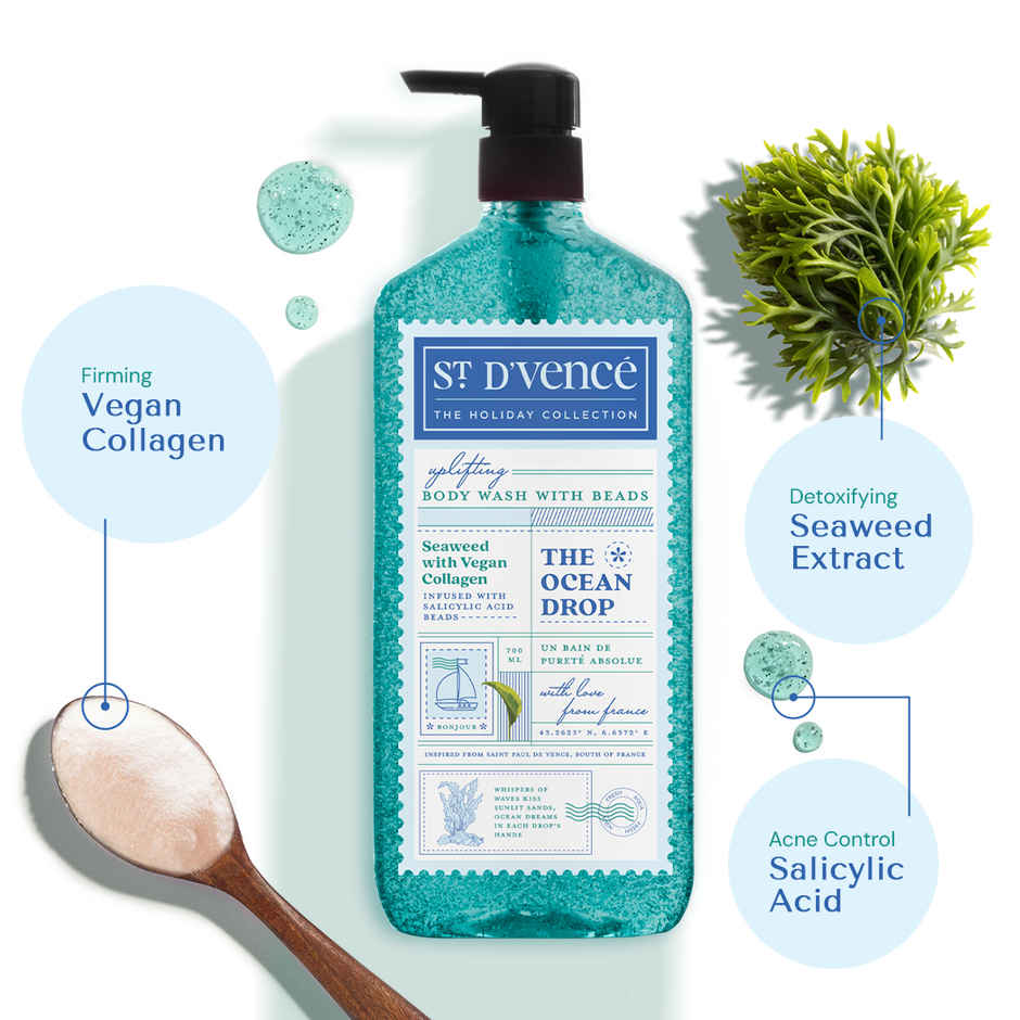 St Dvence Ocean Drop Body Wash with Vegan Collagen Seaweed