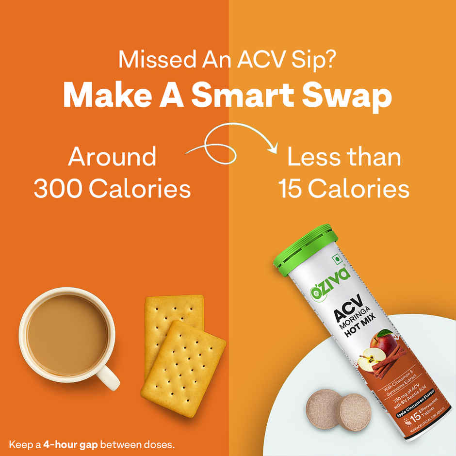 Oziva Apple Cider Vinegar Tablets for Weight Management and Craving Control - Apple Cinnamon