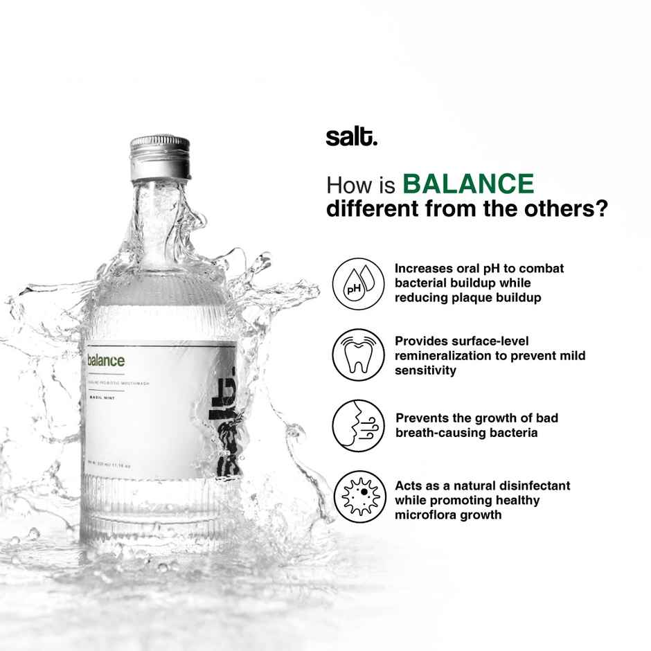Salt Balance Mouthwash Alkaline Probiotic With Basil Mint Flavor