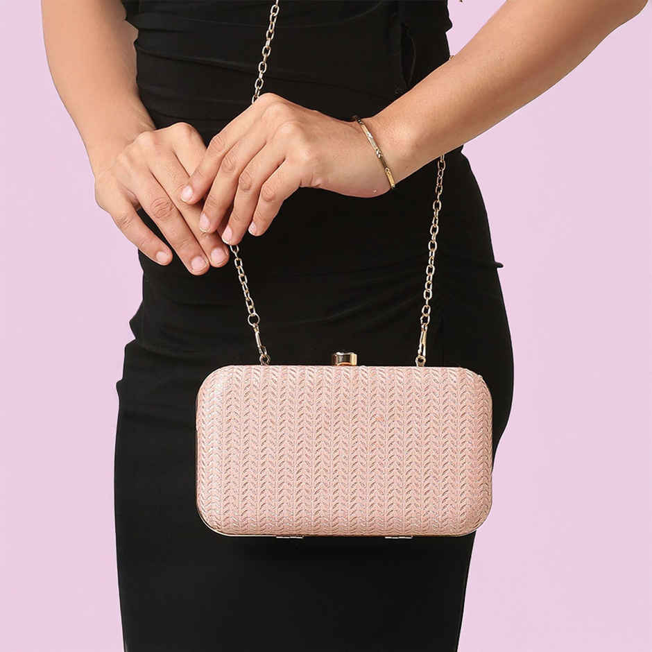 Lavie Women's Sparkle Framed Clutch | Small | Rose Pink (8.5 X 3.6 X 11.5 Cm)