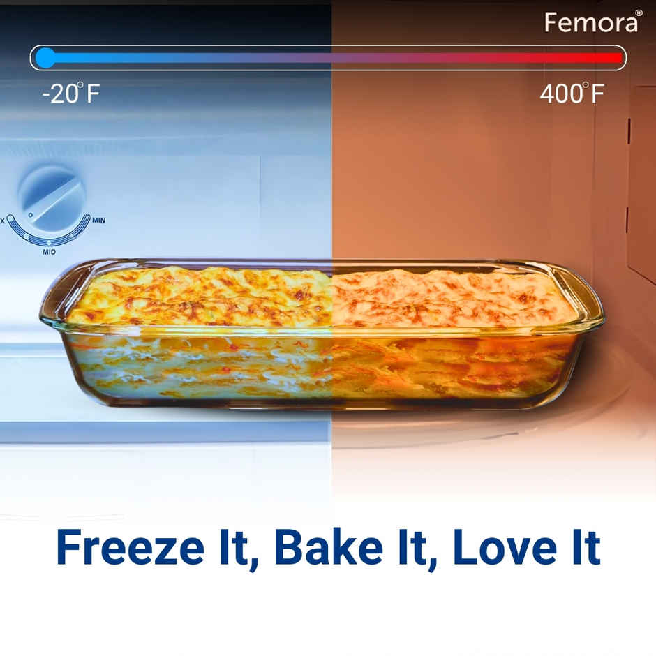 Femora Rectangle Baking Dish 1L Borosilicate Glass Microwave & Oven Safe