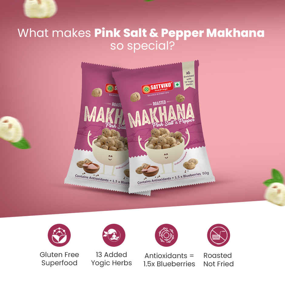 Sattviko Roasted Makhana | Pink Salt & Pepper | Fasting Special