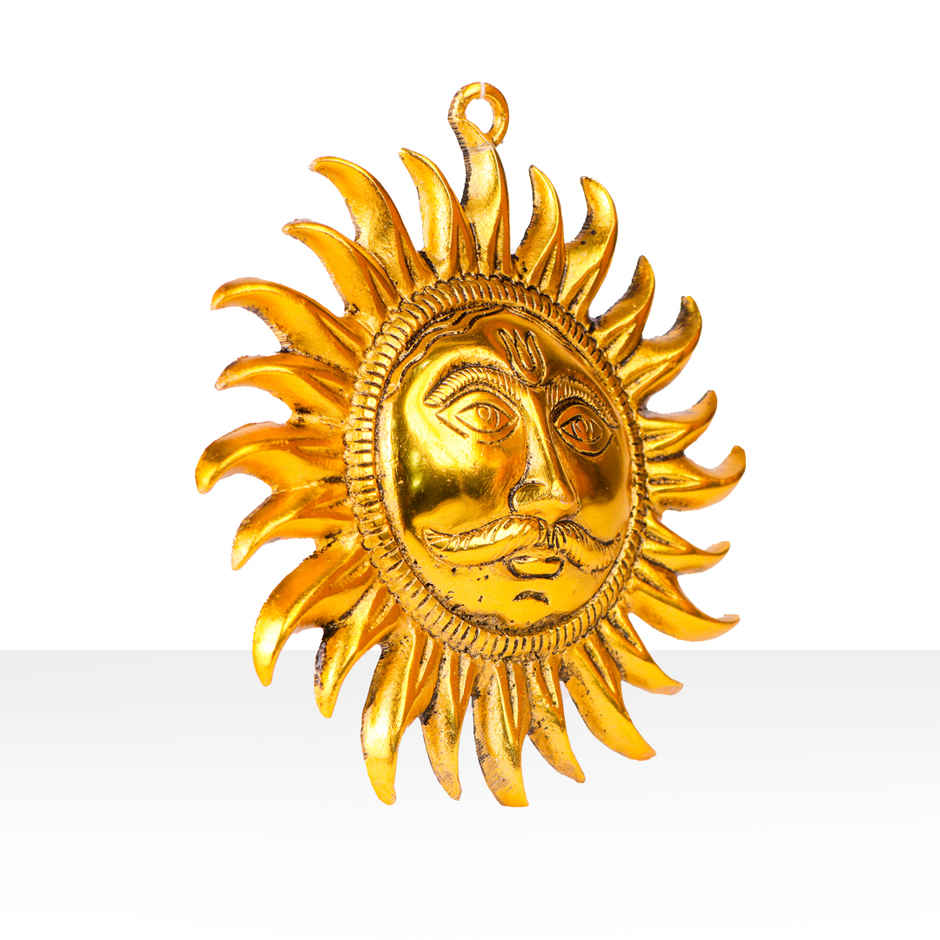 Suryadev Face Wall Hanging in Gold Polish | Devnidhi