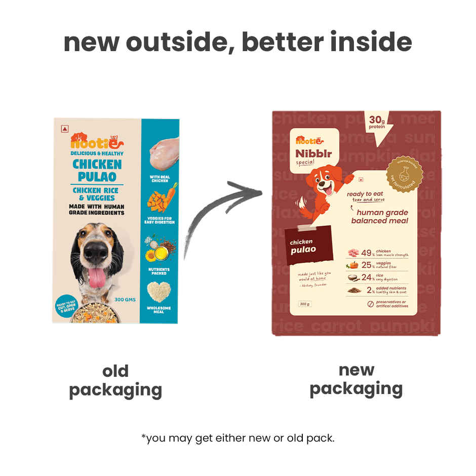 Nibblr By Nootie Fresh Chicken Pulao Wholesome Meal | Chicken Rice & Veggies Dog Wet Food 300gm