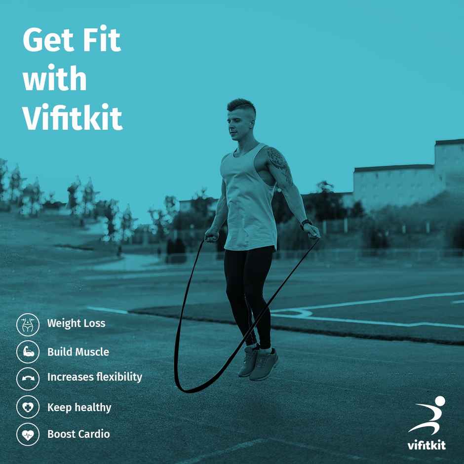 VFK by Xtrim Skipping Rope with Adjustable Height for Exercise, Sports, Tangle-Free Design |Black