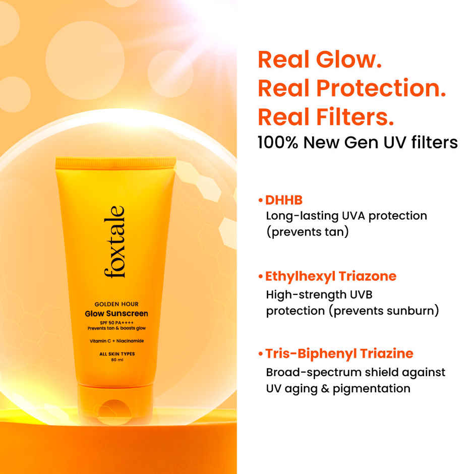 Foxtale Glow Sunscreen SPF50 PA++++ In-Vivo Tested 