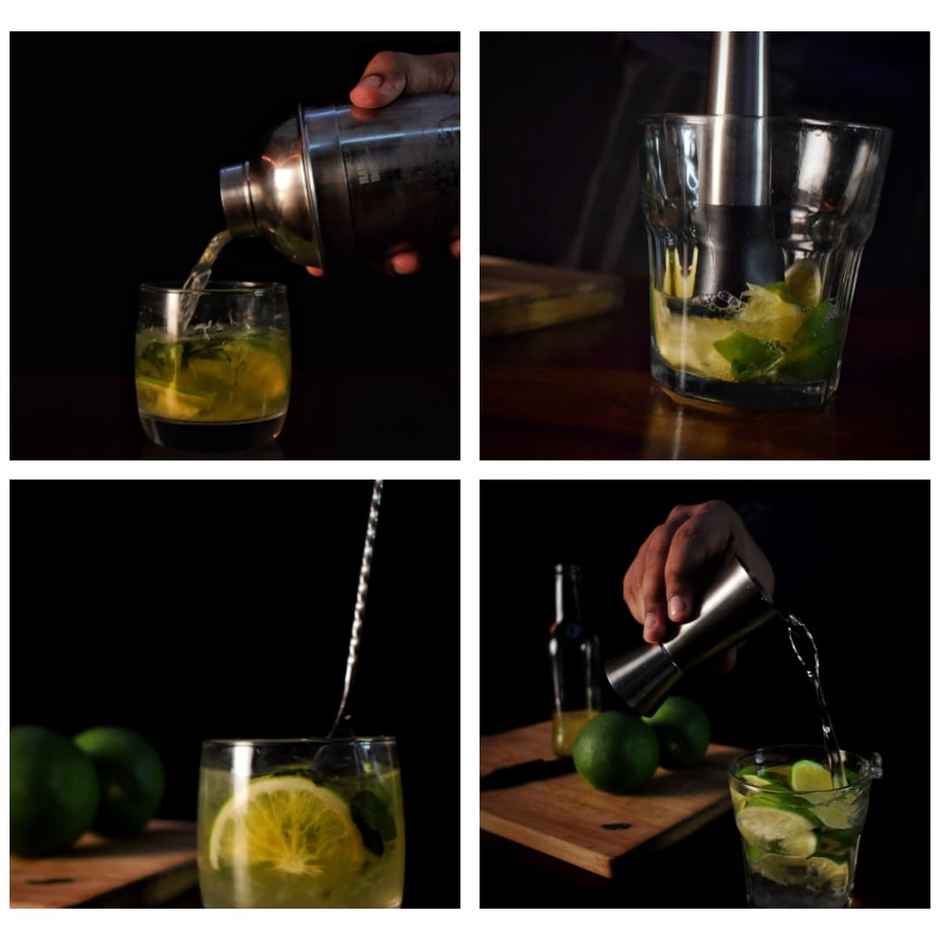 Bar Box 4 pcs Cocktail Shaker Set Food Grade Stainless Steel Bartender Bar Kit