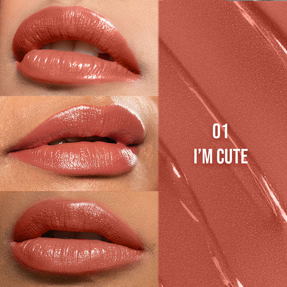 Staze Gloss Lock 2-in-1 Liquid Lipstick + Clear Gloss | Transferproof | 01 Im Cute | 7g
