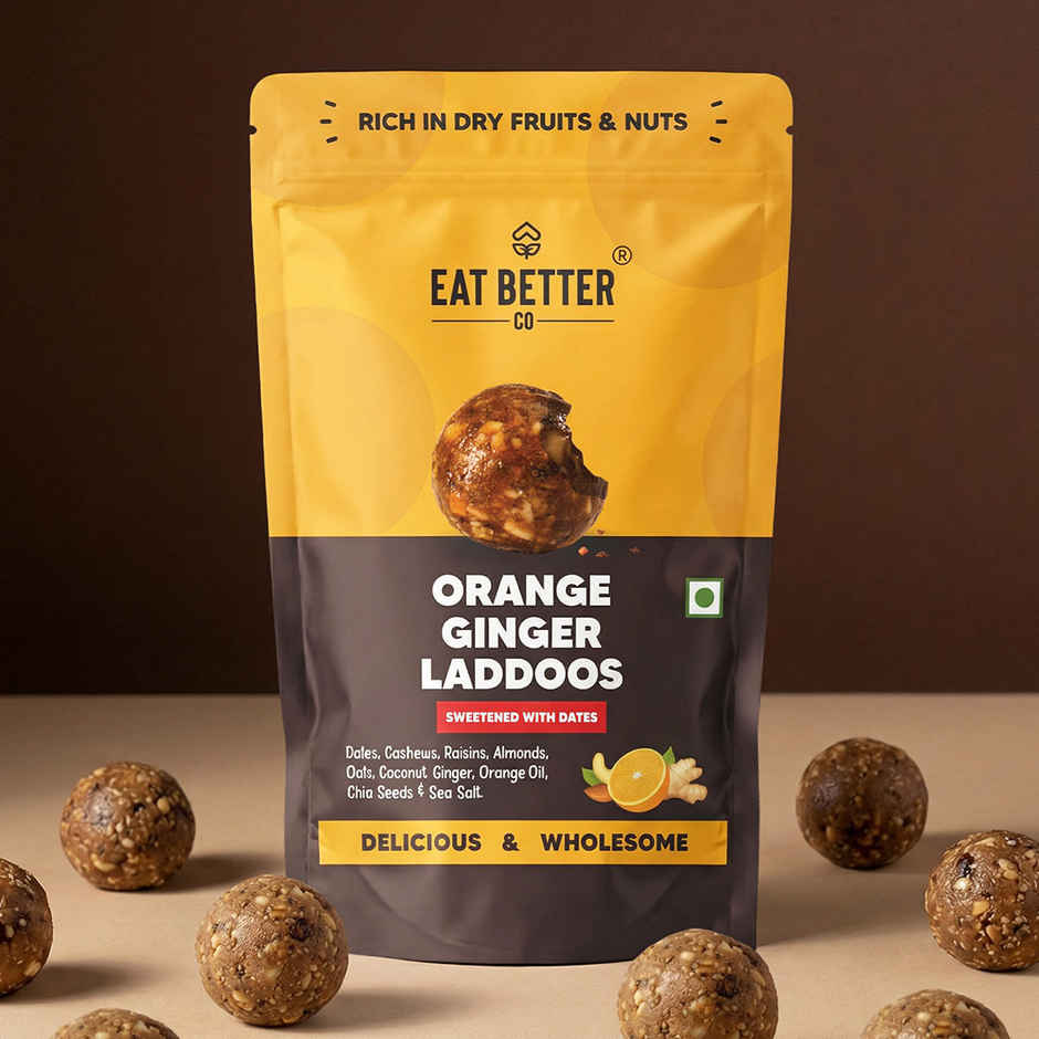 Eat Better Co Orange & Ginger Laddoos | No Added Sugar | High Protein | Truly Natural