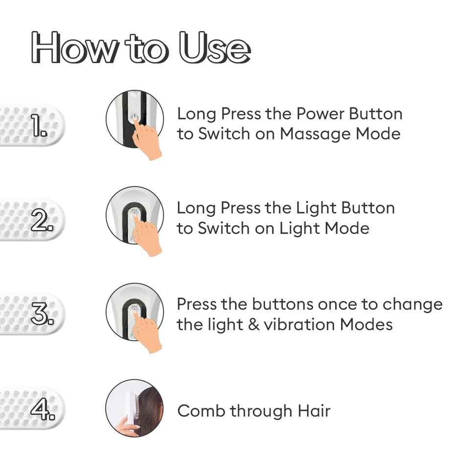 PROTOUCH LED Hair Growth Therapy Comb | Reduces Hair Fall | Head Massager