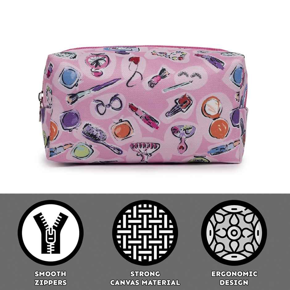 Qips Printed Zipper Cosmetic Bag Travel Accessory - Pink