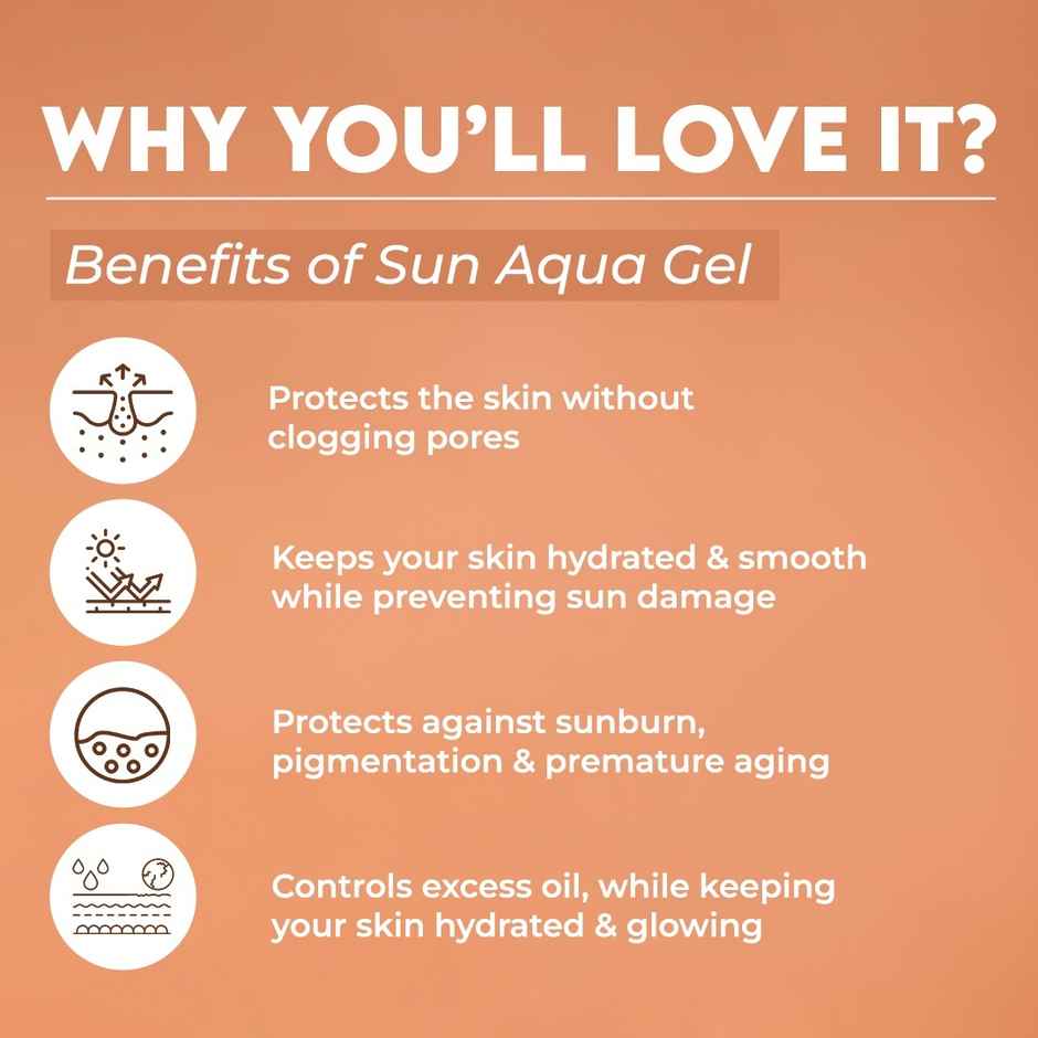 Jovees Herbal Sun Aqua Gel SPF 50 PA+++ | Lightweight | Water-Like Texture | 1% Hyaluronic Acid