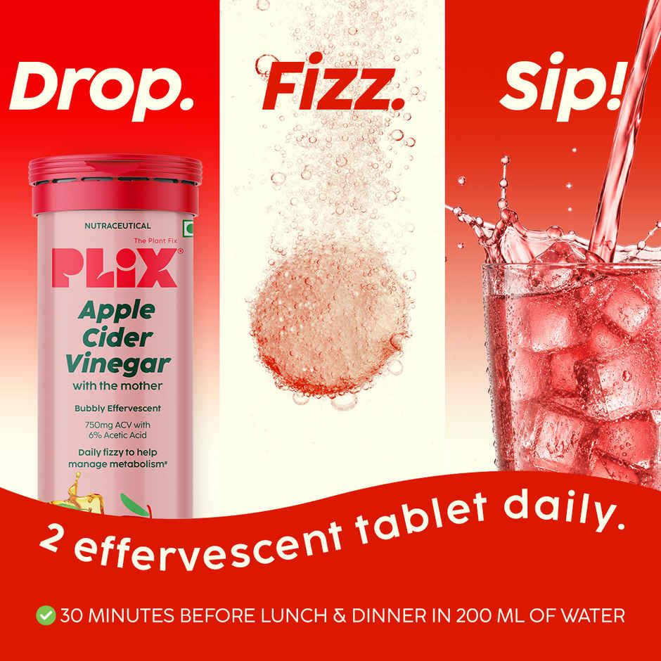 Plix The Plant Fix Apple Cider Vinegar Effervescent Tablets | Apple Burst