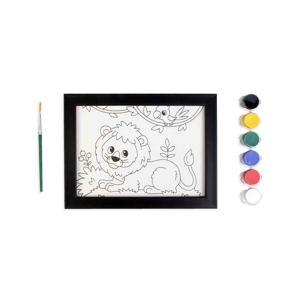 Itsy Bitsy Pre-printed Canvas With Frame Lion Painting Kit 5 x 7 Inch Sw Lb