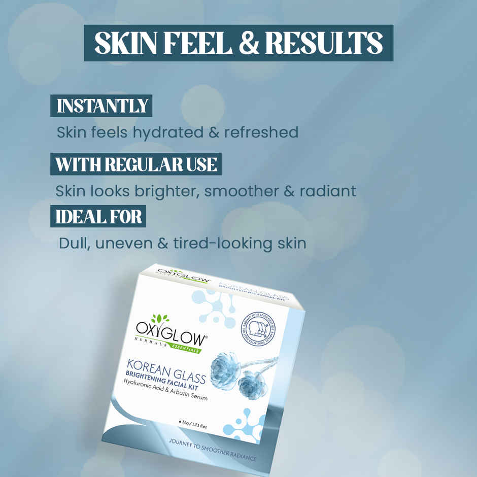 OxyGlow Herbals Korean Glass Brightening Facial Kit with Hyaluronic Acid & Arbutin Serum