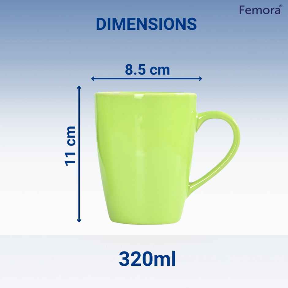 Femora Ceramic Coffee Mug | Green - 360 ml